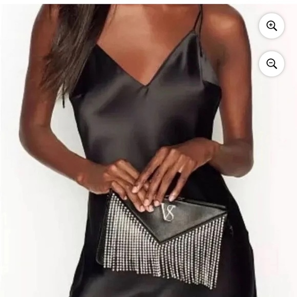 (E4) Victoria's Secret Glam Rhinestone Fringe Convertible Crossbody - Picture 15 of 16